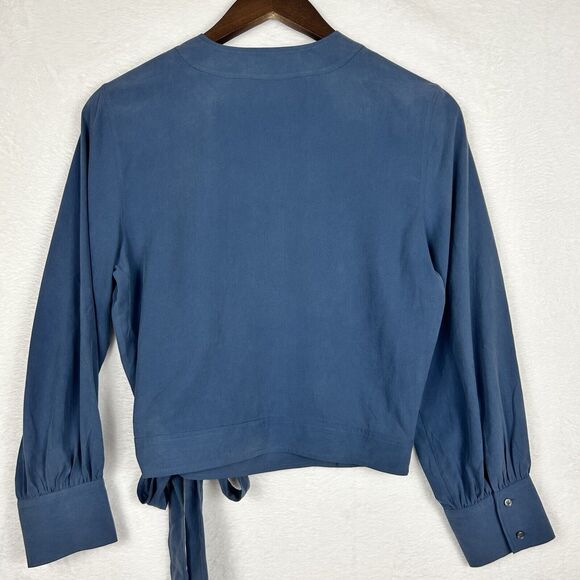 Everlane Blue Wrap Blouse - Picture 4 of 10